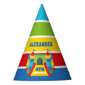 青と赤のバウンスハウス遊とジャンプ パーティーハット (正面)