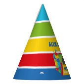 青と赤のバウンスハウス遊とジャンプ パーティーハット (左)