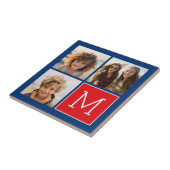 青と赤のフォトコラージュとモノグラム タイル (側面)