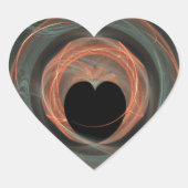 青と赤のフラクタルアートの囲まれたハート ハートシール (正面)