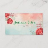 青と赤のフローラ会社の名刺 エンクロージャーカード (正面)