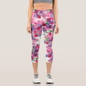 青と赤のフローラ合成抽象芸術 カプリレギンス (正面)