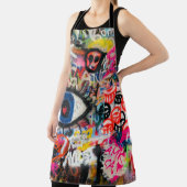 青と赤のフローラ織物 エプロン (インサイチュ)