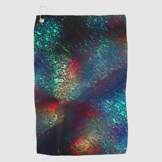 青と赤のプラスチックの下の岩またはアルミニウム箔 ゴルフタオル (正面)