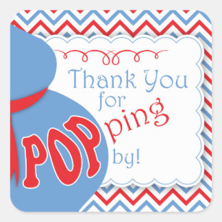 青と赤のベリーバンプベビーシャワーの好意ステッカー スクエアシール