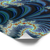 青と赤のマンデルブロットフラクタル ポスター (コーナー)