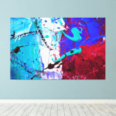 青と赤のモダン壁の装飾 キャンバスプリント (インサイチュ (ウッドフロア))