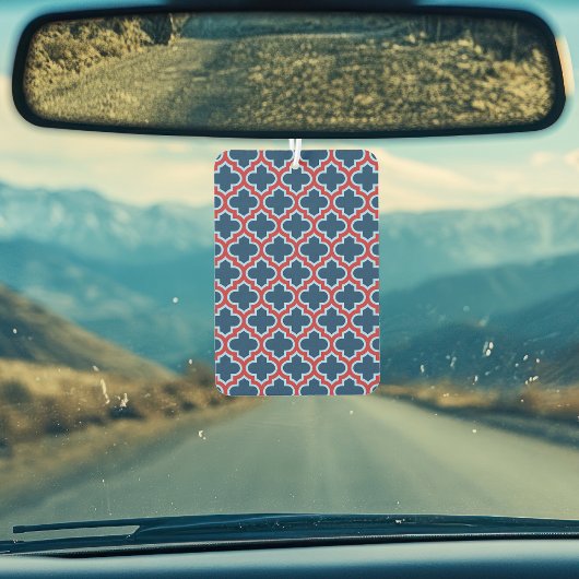 青と赤のモロッコのトレリス、ラティス、クローバー カーエアーフレッシュナー