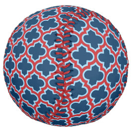 青と赤のモロッコのトレリス、ラティス、クローバー ソフトボール