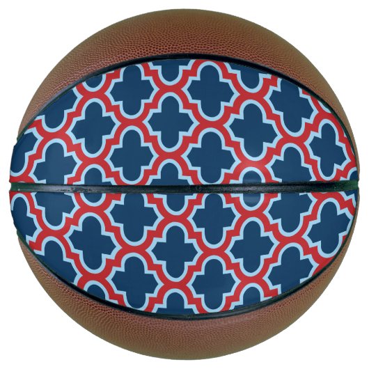 青と赤のモロッコのトレリス、ラティス、クローバー バスケットボール (正面)