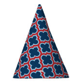 青と赤のモロッコのトレリス、ラティス、クローバー パーティーハット (右)