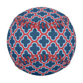 青と赤のモロッコのトレリス、ラティス、クローバー 野球ボール (裏面)
