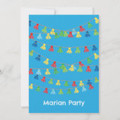 青と赤のラマとパーティーハット招待状 招待状 (裏面)