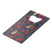 青と赤のリンゴの木のロビン クレジットカード栓抜き (正面アングル)