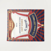 青と赤のレトロカーニバル誕生日バックドロップ タペストリー (正面(横))