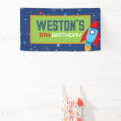 青と赤のロケット 宇宙 誕生日 バナー 横断幕 (インサイチュ)