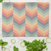 青と赤のヴィンテージスポーティシェブロン キッチンタオル (折り畳み)