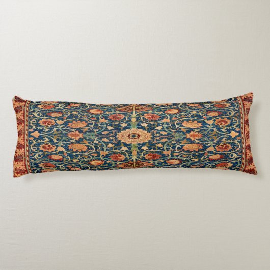 青と赤の不思議な東洋のじゅうたん模様 ボディピロー (裏面)