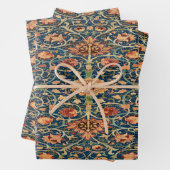 青と赤の不思議な東洋のじゅうたん模様 ラッピングペーパーシート (インサイチュ)