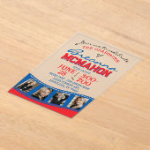 青と赤の写真卒業フィルムストリップ曇り アクリル招待状 (レイダウン)