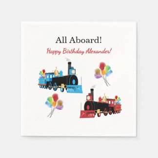 青と赤の列車の誕生日 スタンダードカクテルナプキン