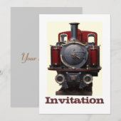 青と赤の列車 招待状 (正面/裏面)