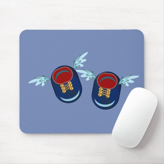 青と赤の可愛い翼の小さな靴 マウスパッド (マウス)