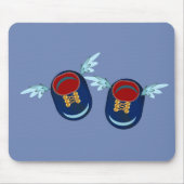 青と赤の可愛い翼の小さな靴 マウスパッド (正面)