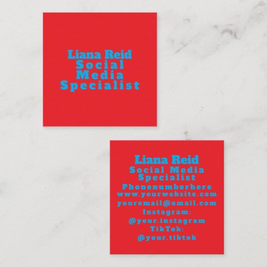 青と赤の名刺 スクエア名刺 (正面/裏面)