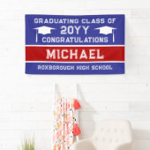 青と赤の学校のカラー卒業 横断幕 (インサイチュ)