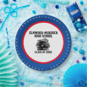 青と赤の学校の色彩卒業会 ペーパープレート (パーティー)