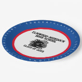 青と赤の学校の色彩卒業会 ペーパープレート (アングル)