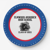 青と赤の学校の色彩卒業会 ペーパープレート (正面)