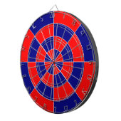 青と赤の幾何学的デザイン付きダーツボード ダーツボード (正面右)