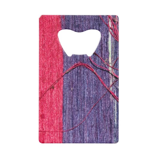 青と赤の手作りタイ・シルク クレジットカード栓抜き (正面)