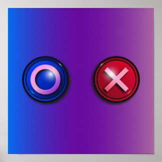 青と赤の投票ボタン グラデーション ゲーミング ウォールアート
