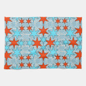 青と赤の星型 キッチンタオル (横)
