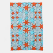 青と赤の星型 キッチンタオル (縦)