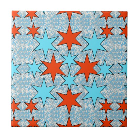 青と赤の星型 タイル (正面)