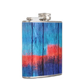 青と赤の木材ヴィンテージ フラスク (右)