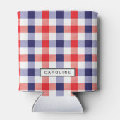 青と赤の格子縞名前をカスタムするクール 缶クーラー (裏面)