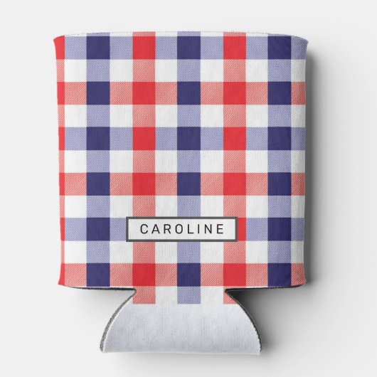 青と赤の格子縞名前をカスタムするクール 缶クーラー (裏面)