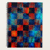 青と赤の格子縞、汚れまたは汚れたフェイク プランナー手帳 (正面)