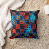 青と赤の格子縞、汚れ又はフェイク汚れ クッション (ブランケット)