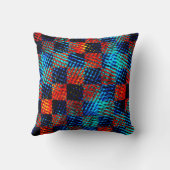 青と赤の格子縞、汚れ又はフェイク汚れ クッション (裏面)