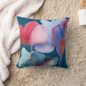 青と赤の水色のフローラ大花 クッション (ブランケット)