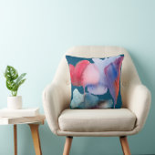 青と赤の水色のフローラ大花 クッション (椅子)