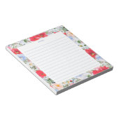 青と赤の水色の花模様 ノートパッド (アングル)