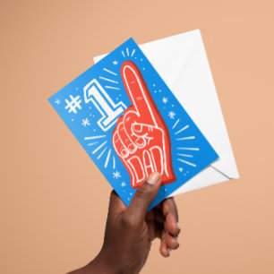 青と赤の泡の指の番号1パパ父の日 カード