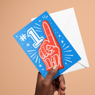 青と赤の泡の指の番号1パパ父の日 ポストカード